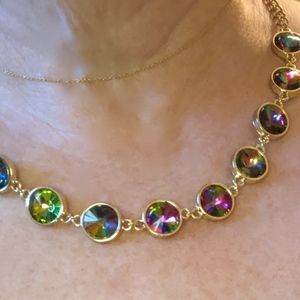 Crystal Prism Necklace Choker/21" Long Light reflective Individual set Crystals
